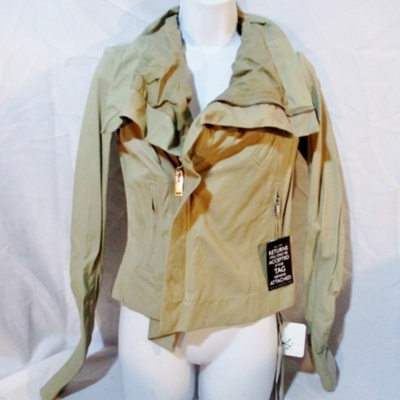 Rick Owens Jackets & Blazers - NWT RICK OWENS PARCHMENT LEATHER Moto jacket coat